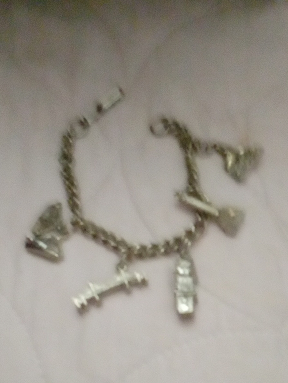 Vintage Charm Sterling Silver-Tone  Charm Bracelet - Traveler's Silver 6 1/2"
